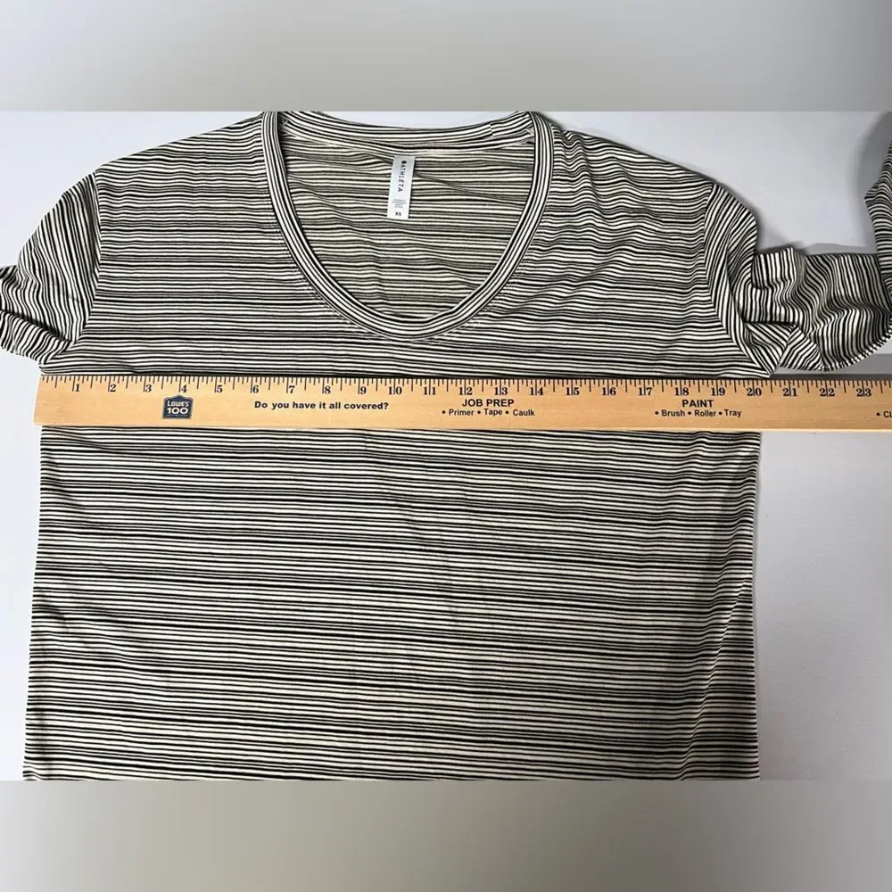 Athleta Cloudlight Stratus Striped Top Womens XS Black Cream Long Sleeve Modal - Picture 6 of 6